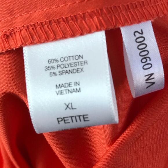 New York and Co Women's 3/4 Sleeve Collared Button Orange Shirt Blouse XL Petite - Picture 4 of 6